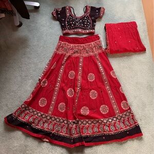 Red & Black Vintage Chaniya Choli 🌟